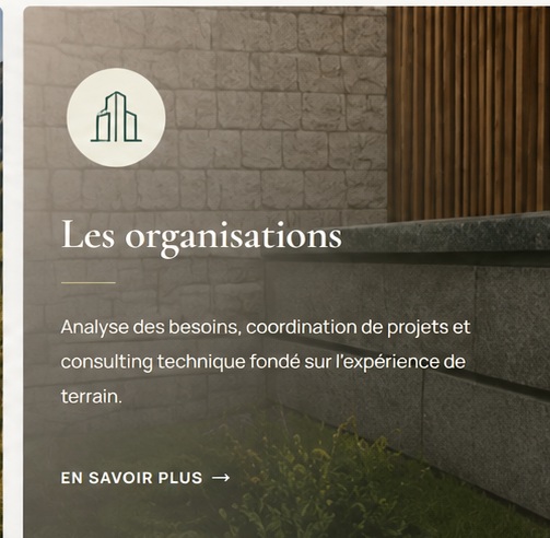 Les organisations — Analyse des besoins, coordination de projets et consulting technique fondé sur l’expérience de terrain.